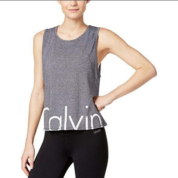 Calvin Klein Tops - Calvin Klein Grey Performance Open Back Crop Top